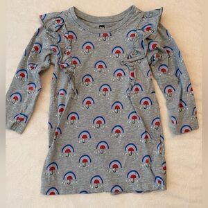 Tea Collection Gray Dress with Rainbow Umbrella Print